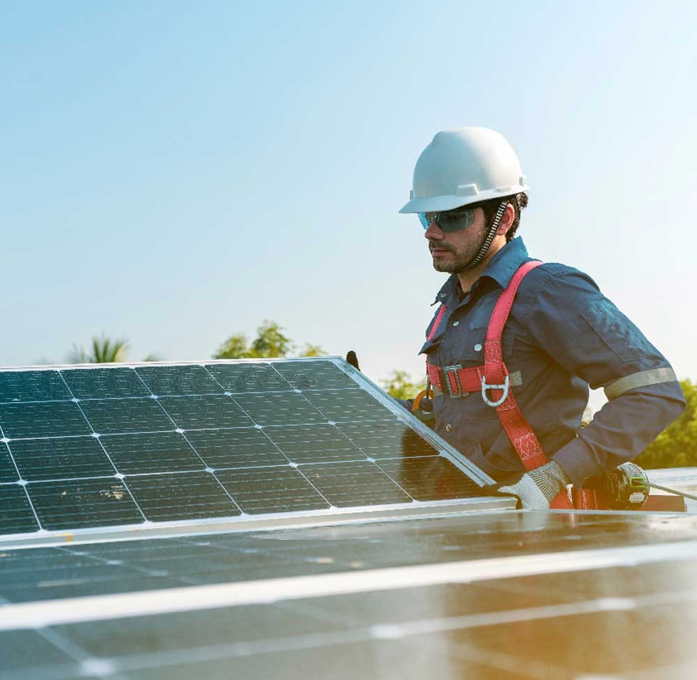 Longi smart PV panel rows on the Boland's Wexford dealership roof