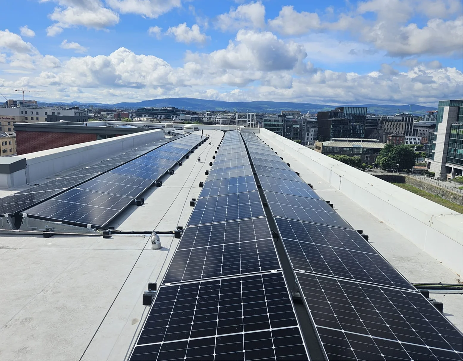 George's Dock commercial solar PV project, full rooftop overview