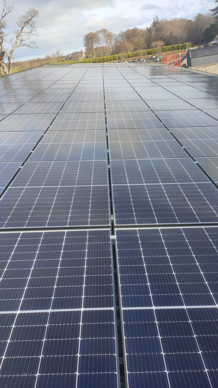 Rooftop solar PV install at Powerscourt Distillery on the Powerscourt Estate, Co. Wicklow